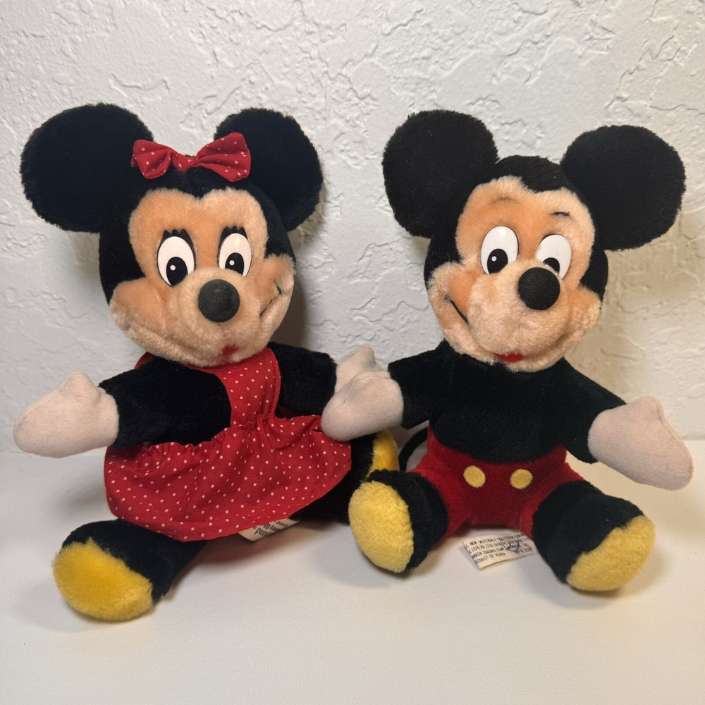 Disneyland Walt Disney World‎ Vintage Mickey and Minnie Mouse Plush Toys 7"